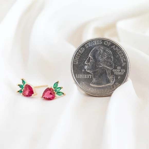 Sweet Strawberry Studs (S925) - Only 3 left! - Picture 7 of 9